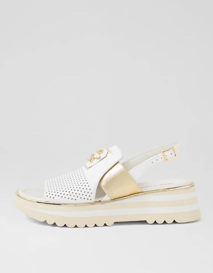 Haley Flats White/Gold Leather