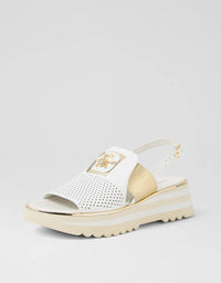 Haley Flats White/Gold Leather