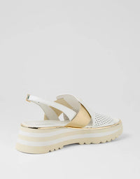 Haley Flats White/Gold Leather