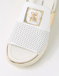 Haley Flats White/Gold Leather