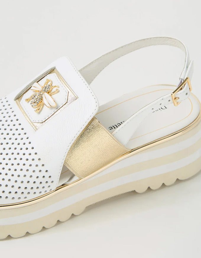 Haley Flats White/Gold Leather