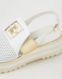 Haley Flats White/Gold Leather