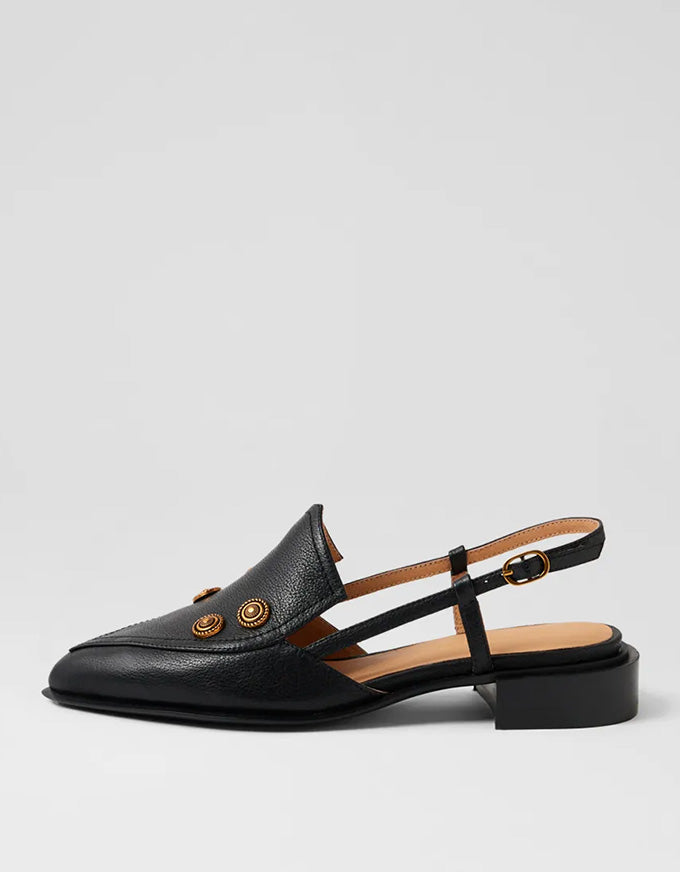 Elonsos Leather Slides Black