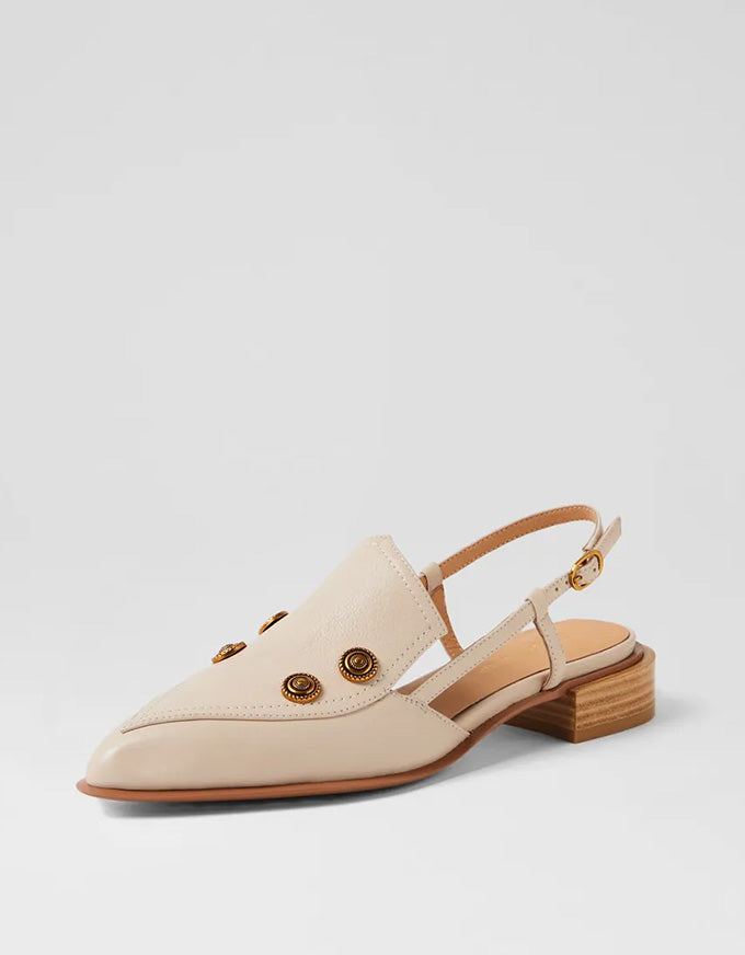 Elonsos Leather Slides Vanilla