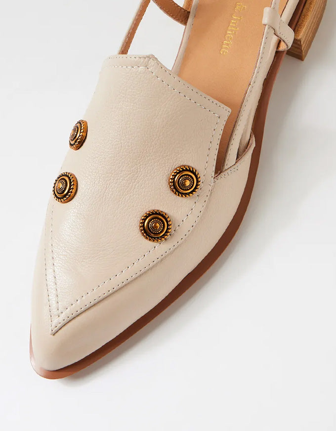 Elonsos Leather Slides Vanilla