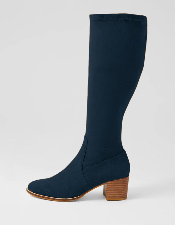 Mamoru Stretch Microsuede Boots Navy