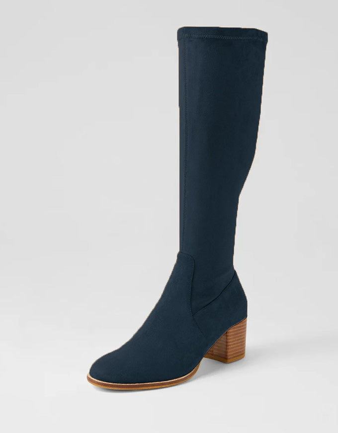 Mamoru Stretch Microsuede Boots Navy