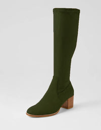 Mamoru Stretch Microsuede Boots Olive