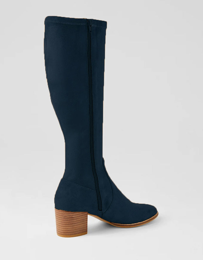 Mamoru Stretch Microsuede Boots Navy