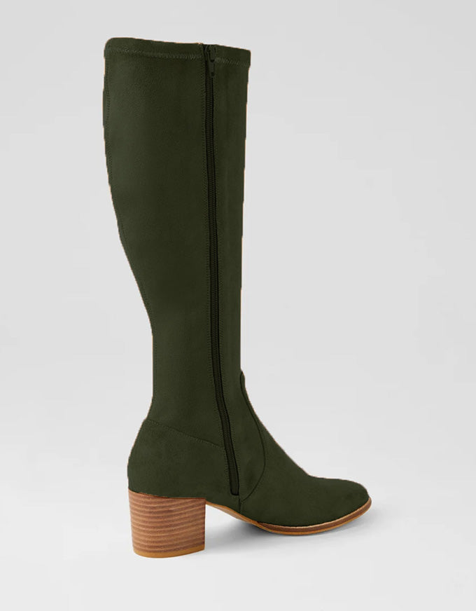 Mamoru Stretch Microsuede Boots Olive