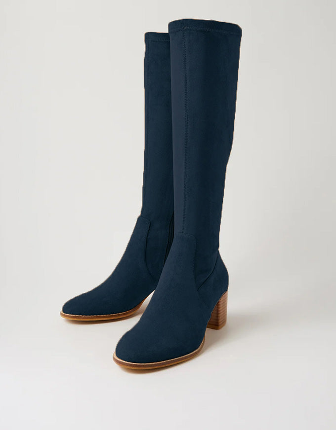 Mamoru Stretch Microsuede Boots Navy