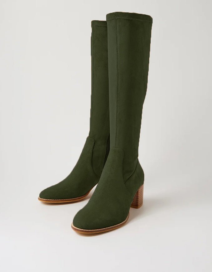 Mamoru Stretch Microsuede Boots Olive