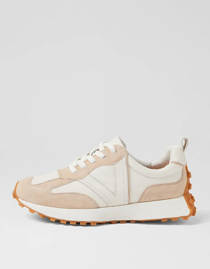 Orange Sneaker - Beige/White Suede