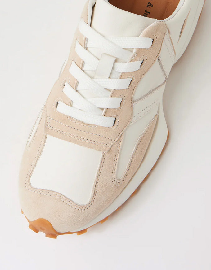 Orange Sneaker - Beige/White Suede