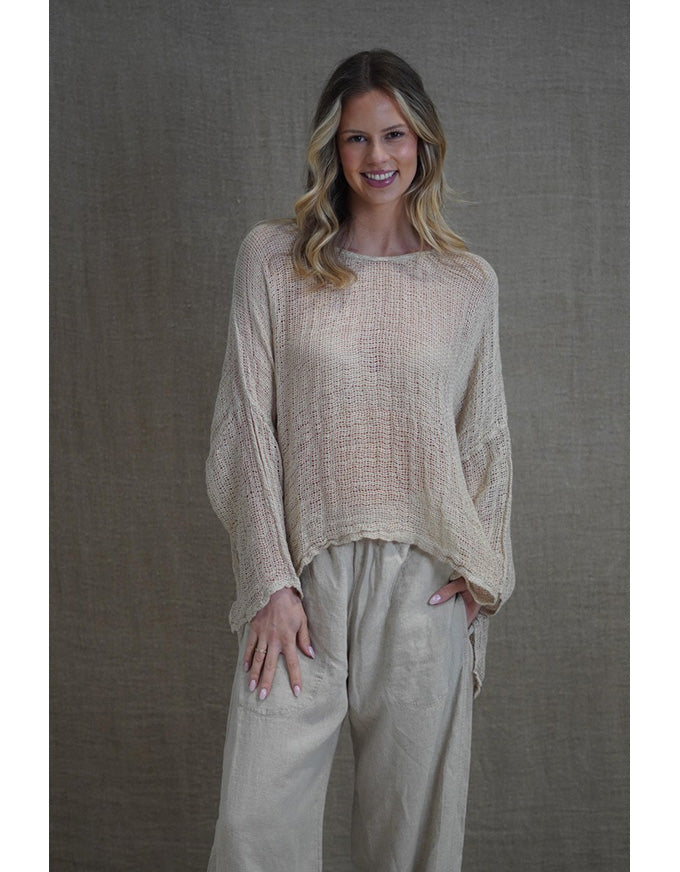 Valentina Stonewash Linen Top Brown