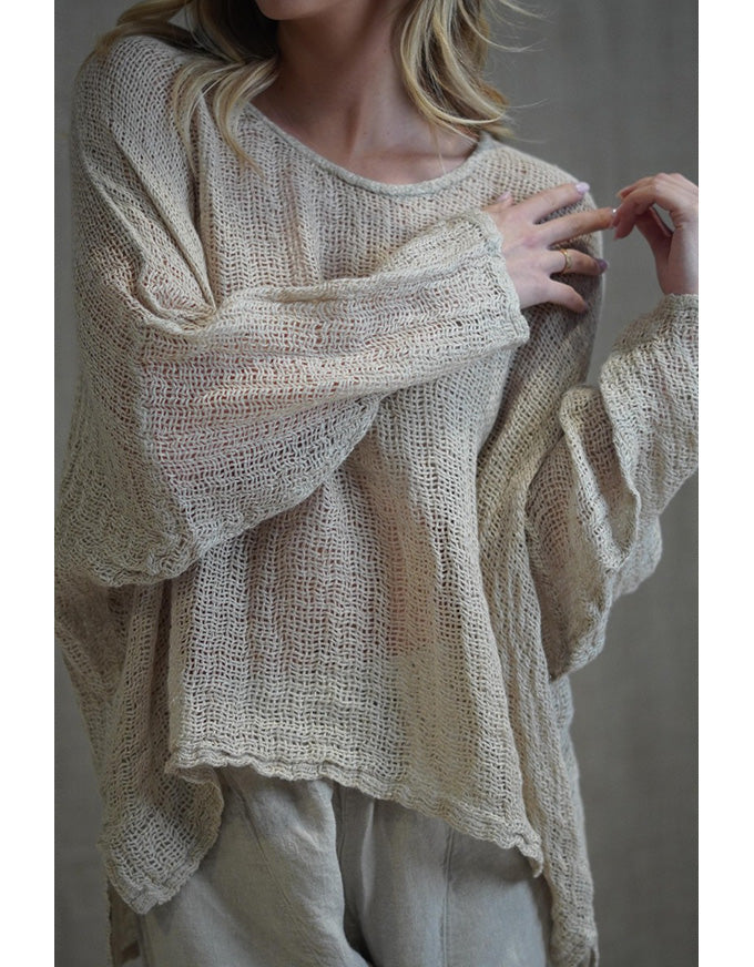 Valentina Stonewash Linen Top Brown