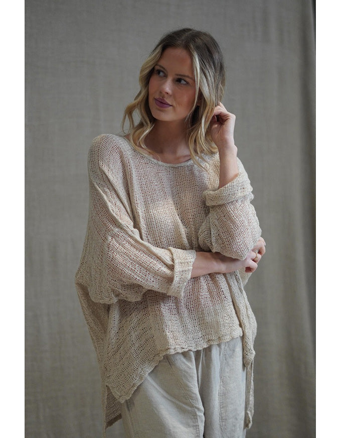 Valentina Stonewash Linen Top Brown