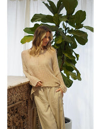 Valentina Stonewash Linen Top Brown