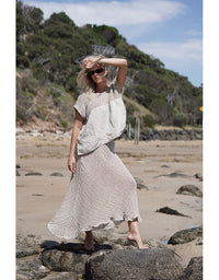 Sottana Bias Cut Linen Skirt Natural