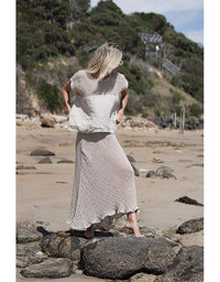 Sottana Bias Cut Linen Skirt Natural