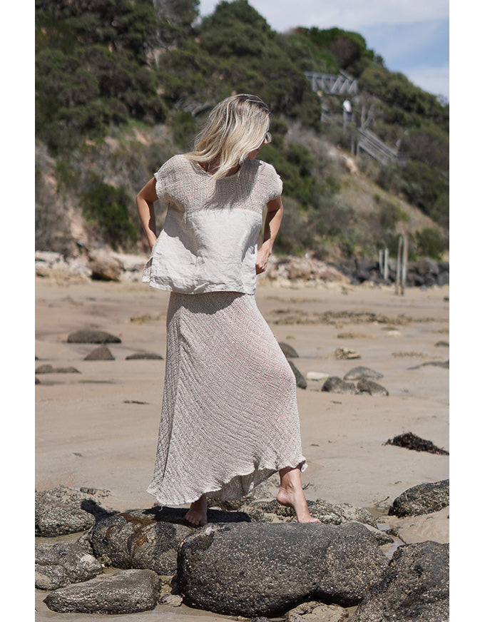 Sottana Bias Cut Linen Skirt Natural
