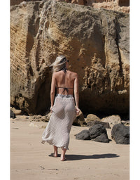 Sottana Bias Cut Linen Skirt Natural