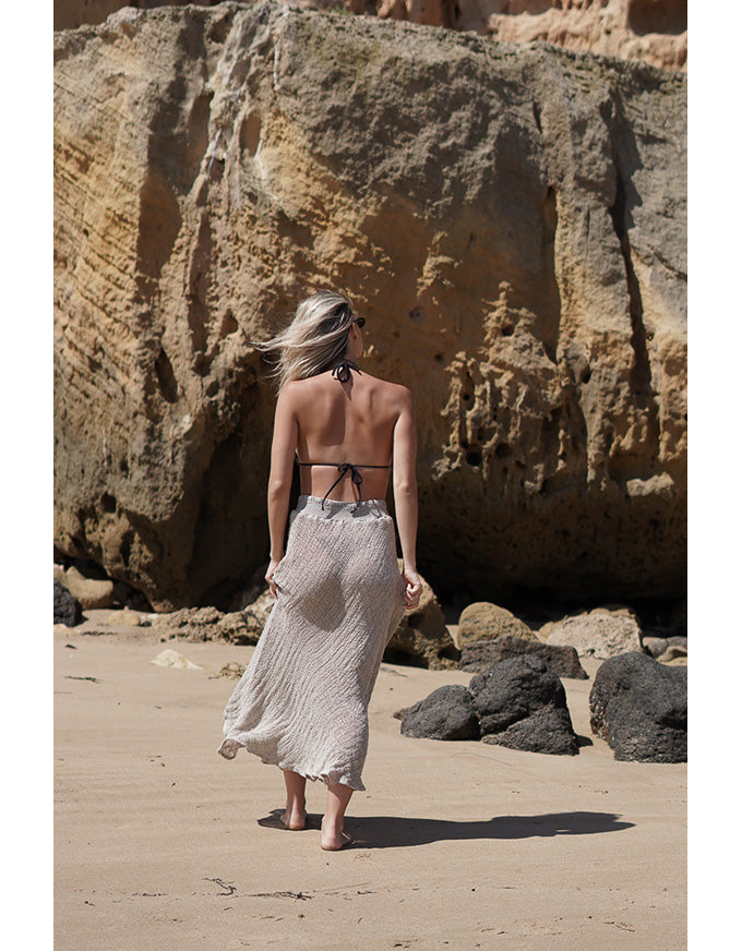 Sottana Bias Cut Linen Skirt Natural