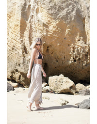 Sottana Bias Cut Linen Skirt Natural