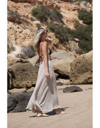 Sottana Bias Cut Linen Skirt Natural