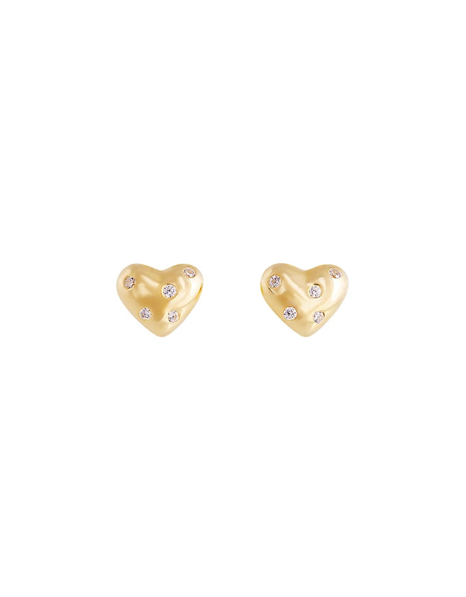 Twilight Heart Studs Gold