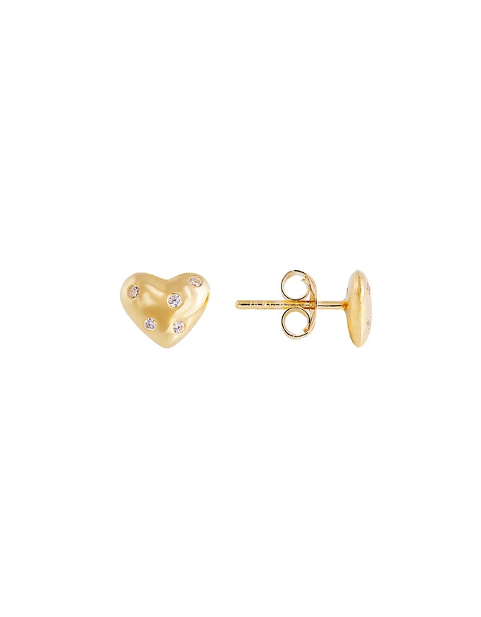 Twilight Heart Studs Gold