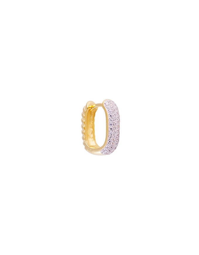 Reversible Hoops - Gold/Pave Crystals