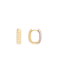Reversible Hoops - Gold/Pave Crystals