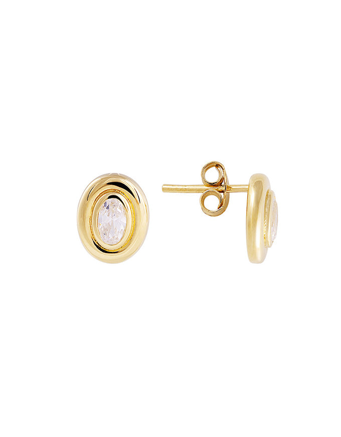 Bezel Set Oval Studs