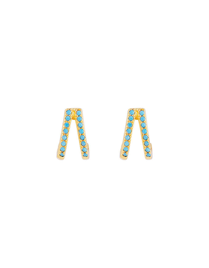 Turquoise Twin Pave Huggies