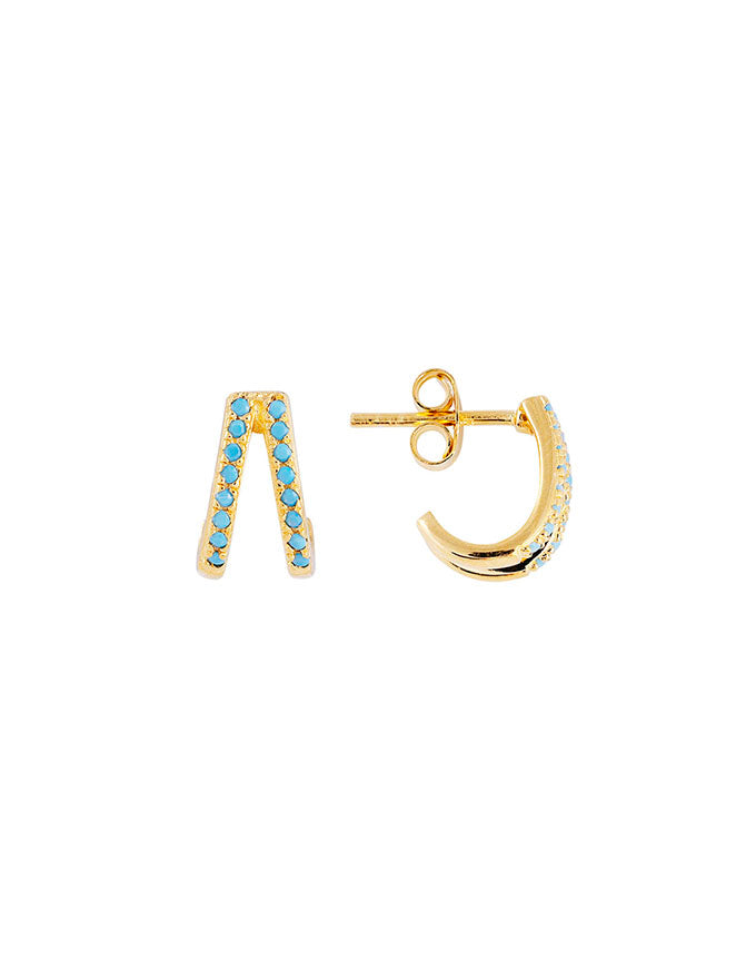 Turquoise Twin Pave Huggies