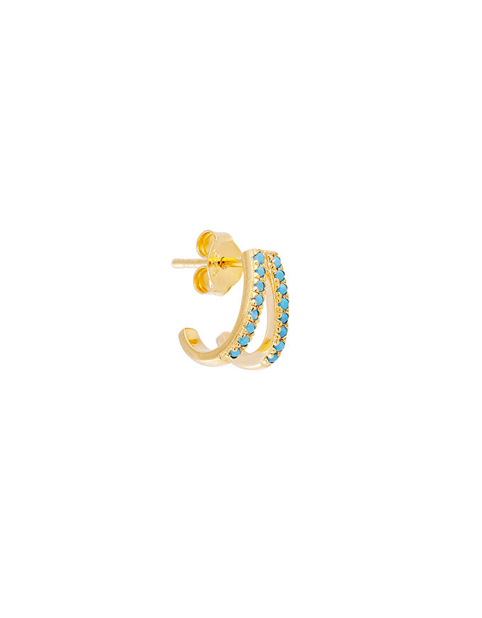 Turquoise Twin Pave Huggies