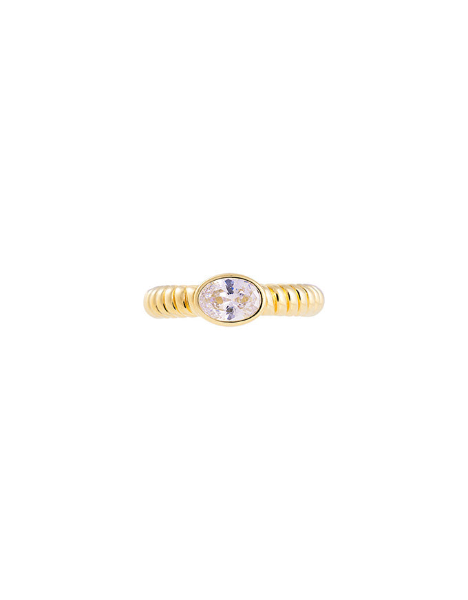 Oval Croissant Ring Gold