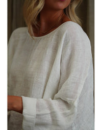 Valentina Stonewash Linen Top White Combo