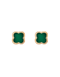 Green Agate Clover Studs