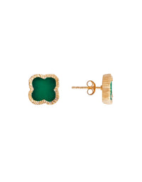 Green Agate Clover Studs