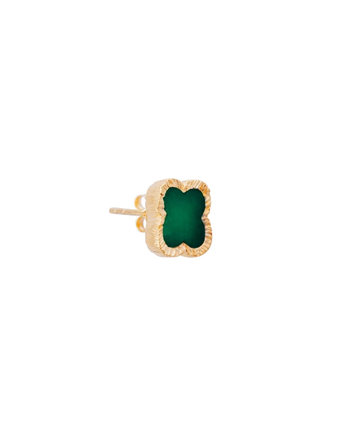 Green Agate Clover Studs
