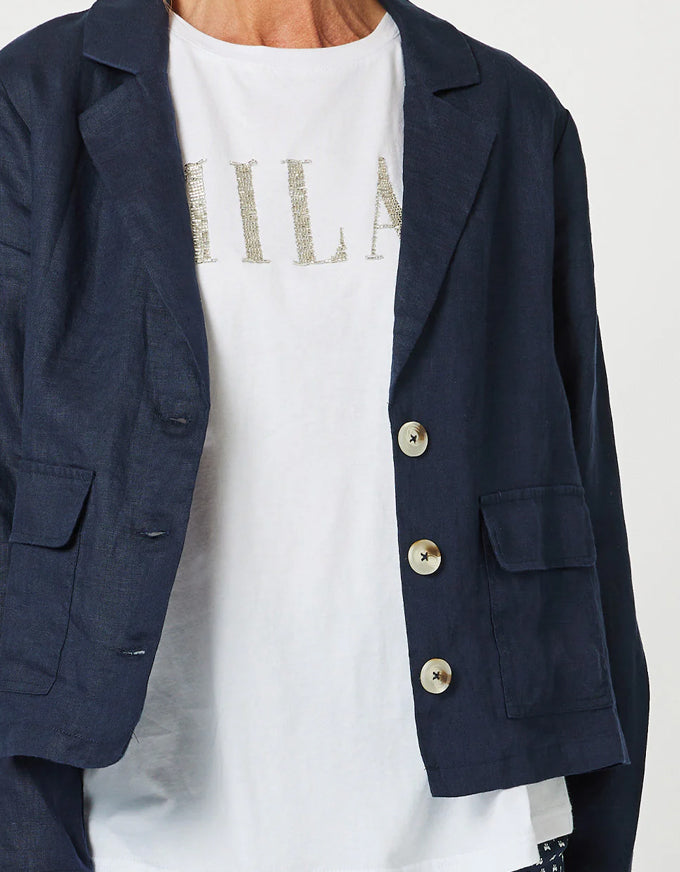 Danielle Linen Jacket Navy