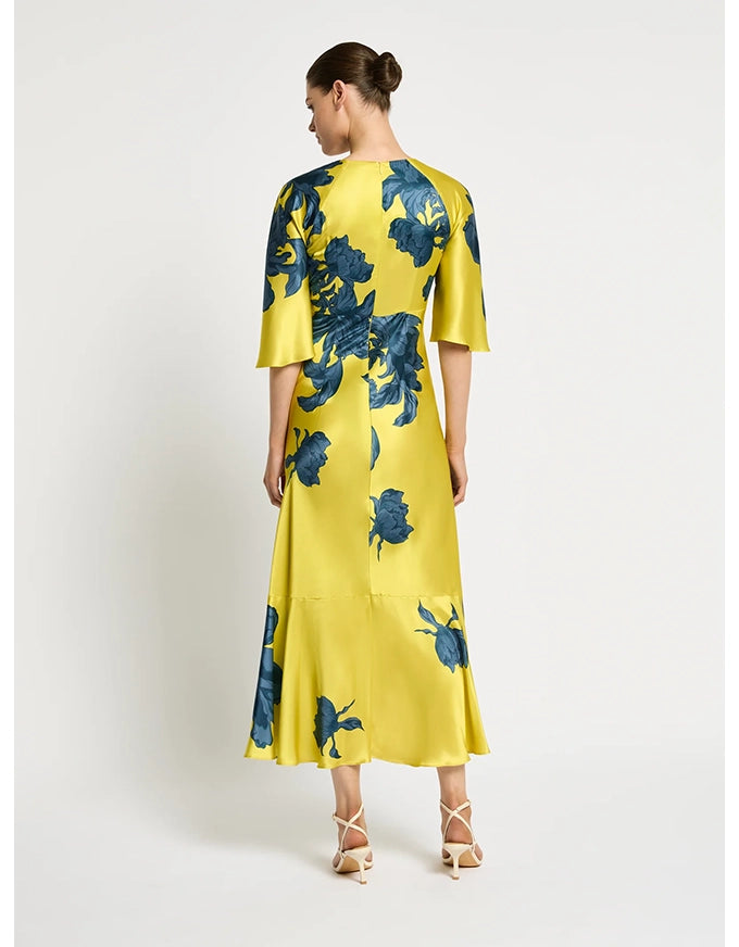 Delphine Midi Dress Citrus/Blue