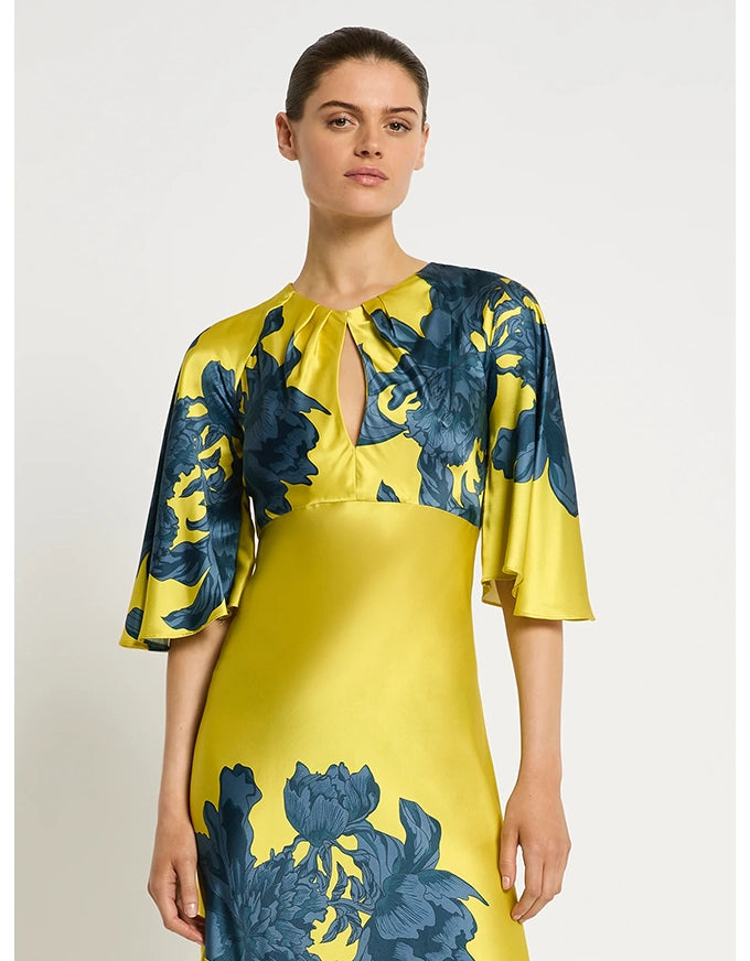 Delphine Midi Dress Citrus/Blue