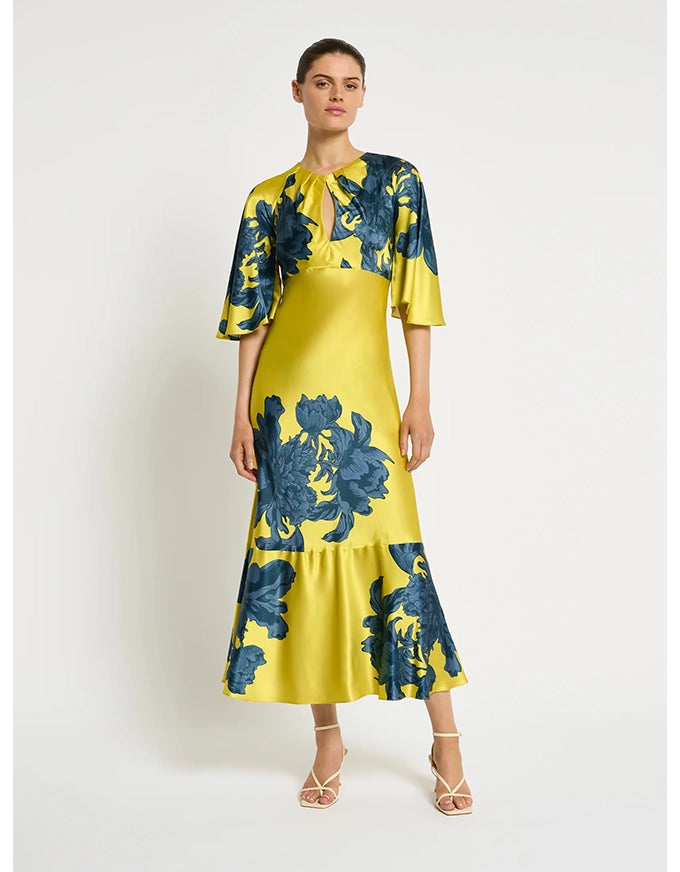Delphine Midi Dress Citrus/Blue