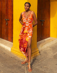 Dress Fernanda Bright Orange Print