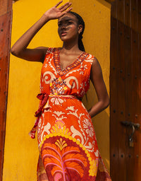 Dress Fernanda Bright Orange Print