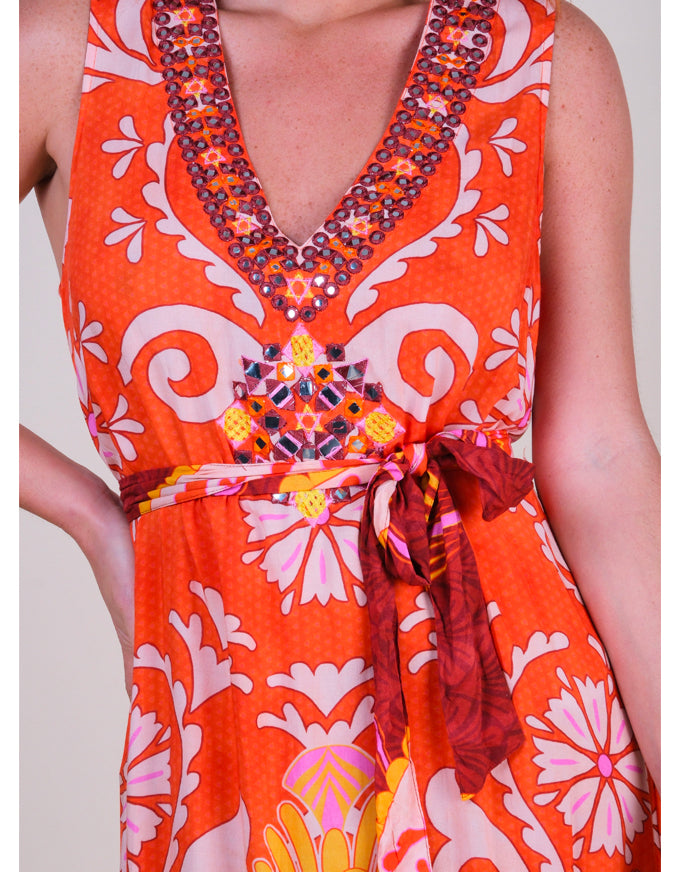 Dress Fernanda Bright Orange Print