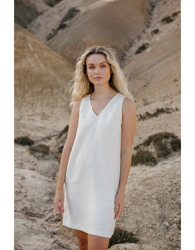 Mini Dress Natural White - 100% Hemp